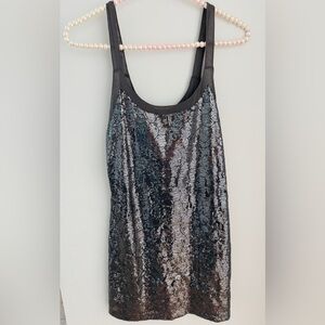 Armani Exchange Black and Silver Sequin Tank Top
